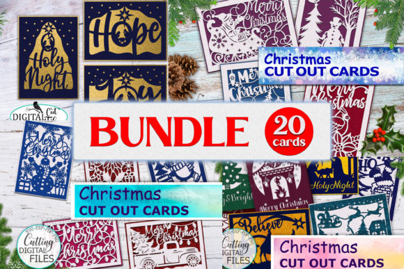 Download Christmas Cut out Card Bundle Svg Cut - Card bundle svg Collection